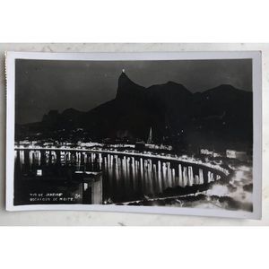 Vintage Rio de Janeiro BOTAFOGO De NOITE Photograph/Post Card Brazil 1938